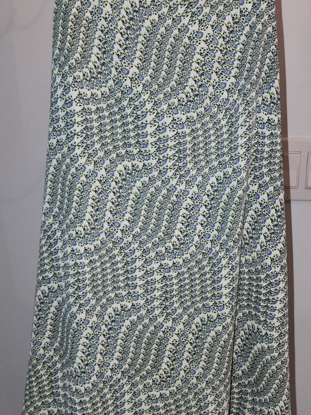 Embrace Blue Green Ivory Ditsy Botanical Donguri Acorn Print Spaghetti Strap Top